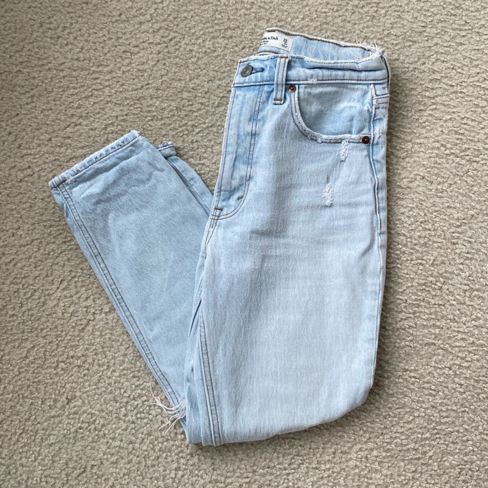Abercrombie Light Wash Distressed High Rise Skinny Jeans